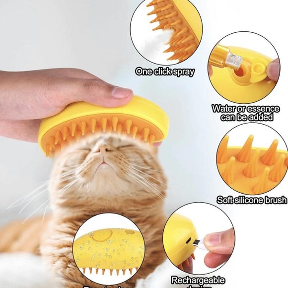 Self Cleaning Cat Steamy Brush for Massage Grooming Removing Tangled Hair1 Pack - Picture 4 of 12